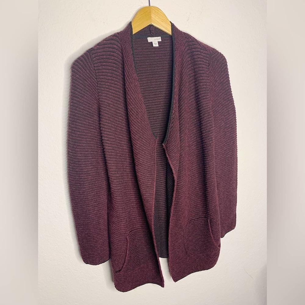 Pure Jill J Jill Burgundy & Black Marled Stripe Oversized Cardigan Size XS